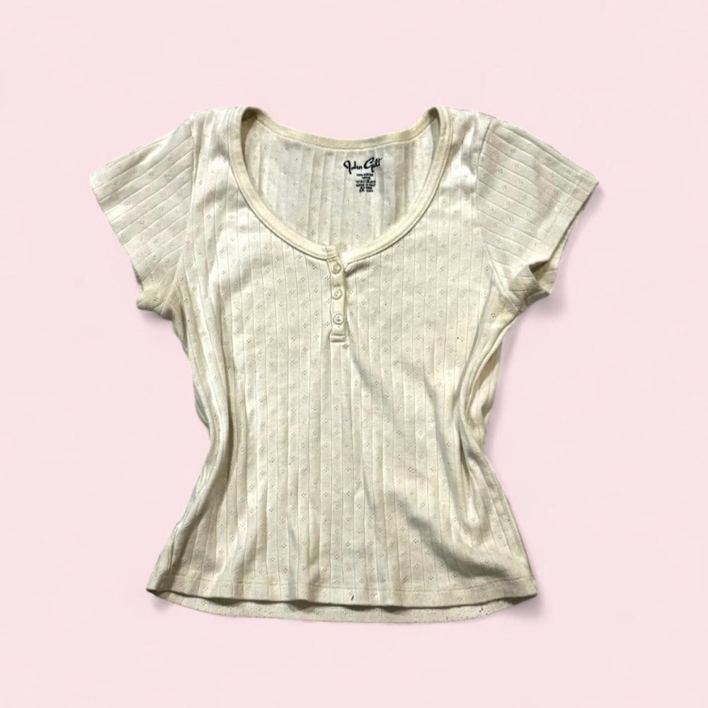 Brandy Melville Cream Short Sleeve Top